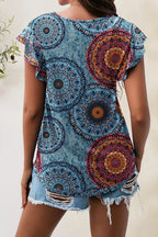 Printed Round Neck Short Sleeve T-shirt (12)