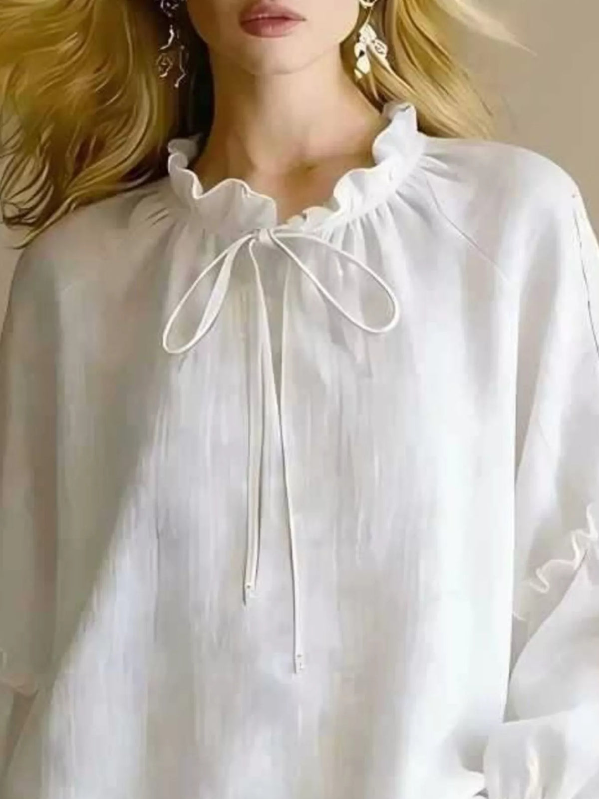 Frill Balloon Sleeve Blouse (2)