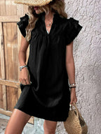 Ruffled Notched Cap Sleeve Mini Dress (20)