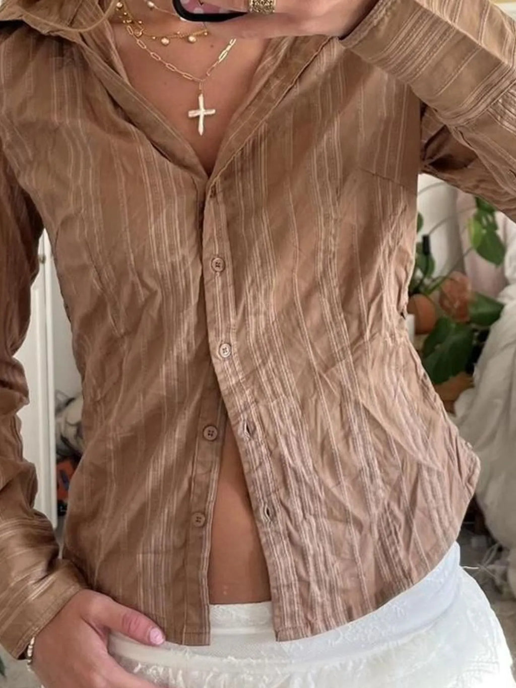 Printed Button-down Long Sleeve Shirt (13)