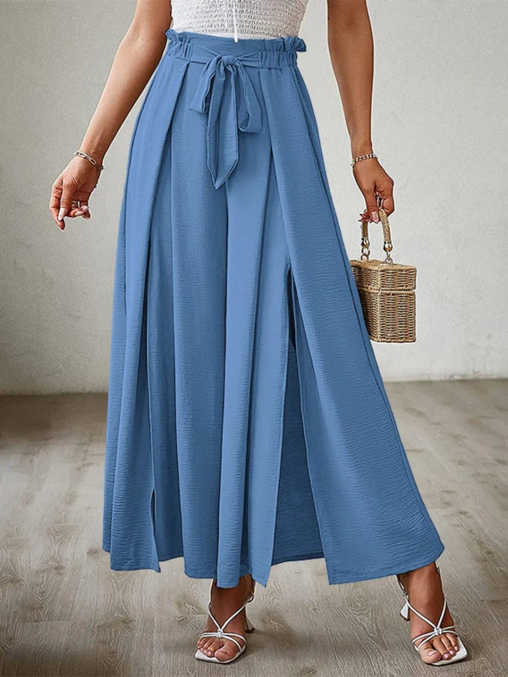 Tied Slit Wide Leg Pants (4)