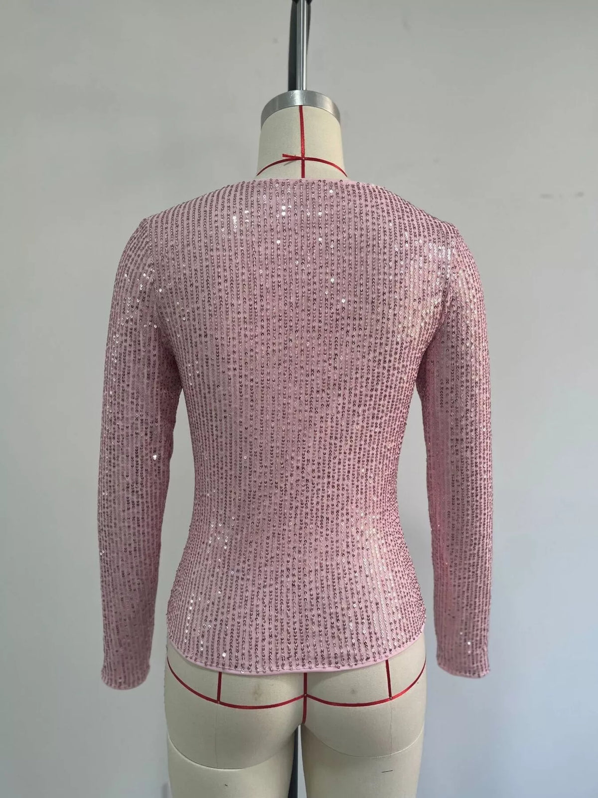 Sequin Long Sleeve Crop T-shirt (13)
