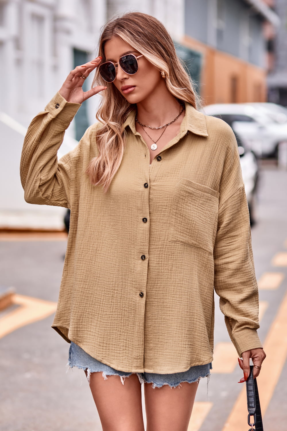 Textured Dropped Shoulder Longline Shirt (4)