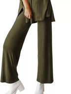 Relaxed Fit Round Neck Top Pants Two-piece Set (3)