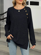 Round Neck Knit Button Top (19)