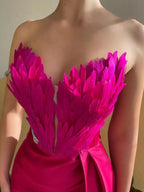 Feather Embellished Slit Maxi Dress (14)