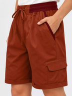 Full Size Drawstring Cargo Shorts Plus (15)