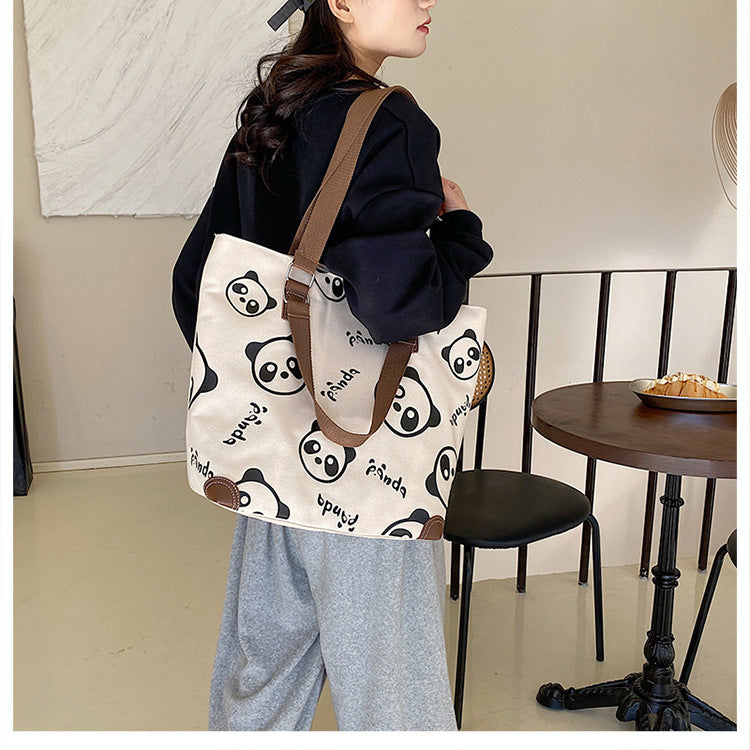 Cute Panda Canvas Bag Cartoon Casual Shoulder photo 4