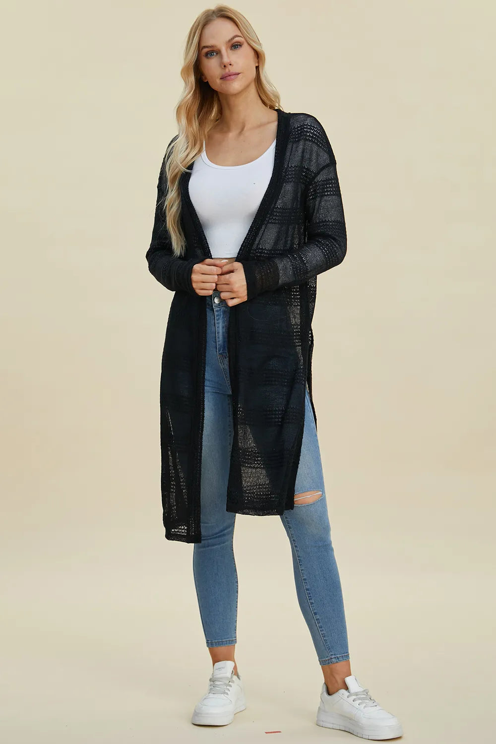 Full Size Open Front Longline Cardigan (2)