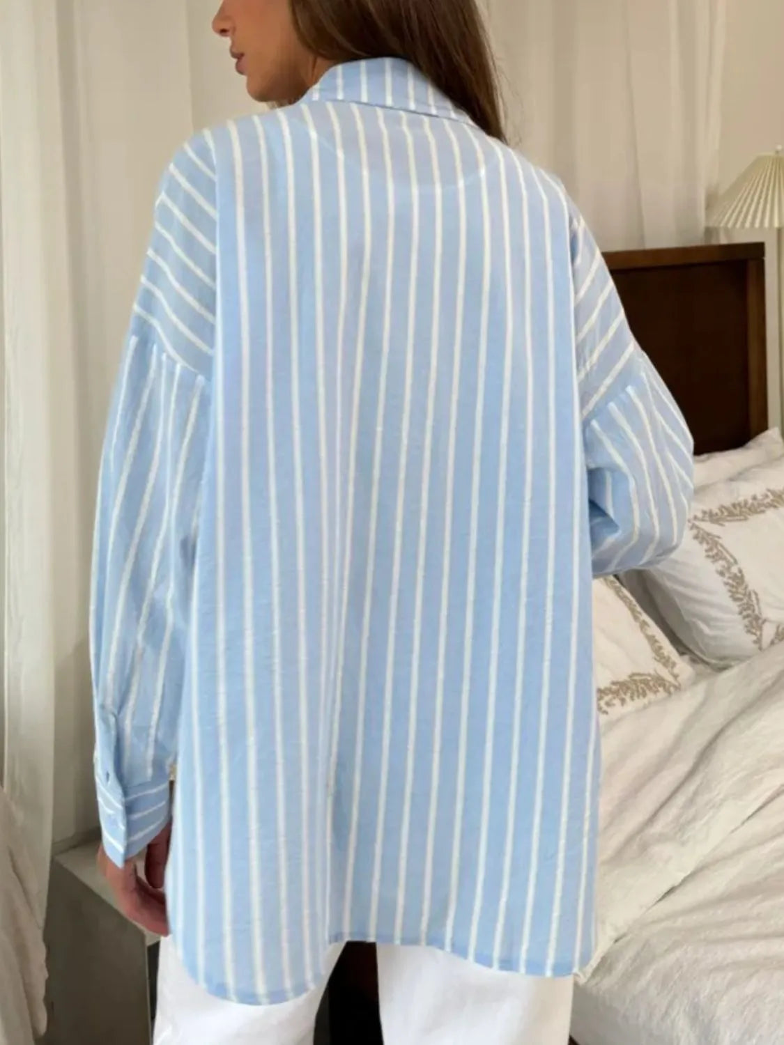 Striped Collared Neck Long Sleeve Shirt (7)
