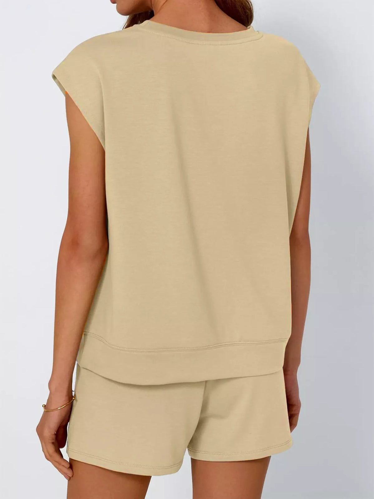 Casual Solid Color T-shirt Shorts Set (18)