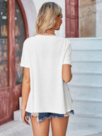 Eyelet Open Front Short Sleeve Cover Up (10)