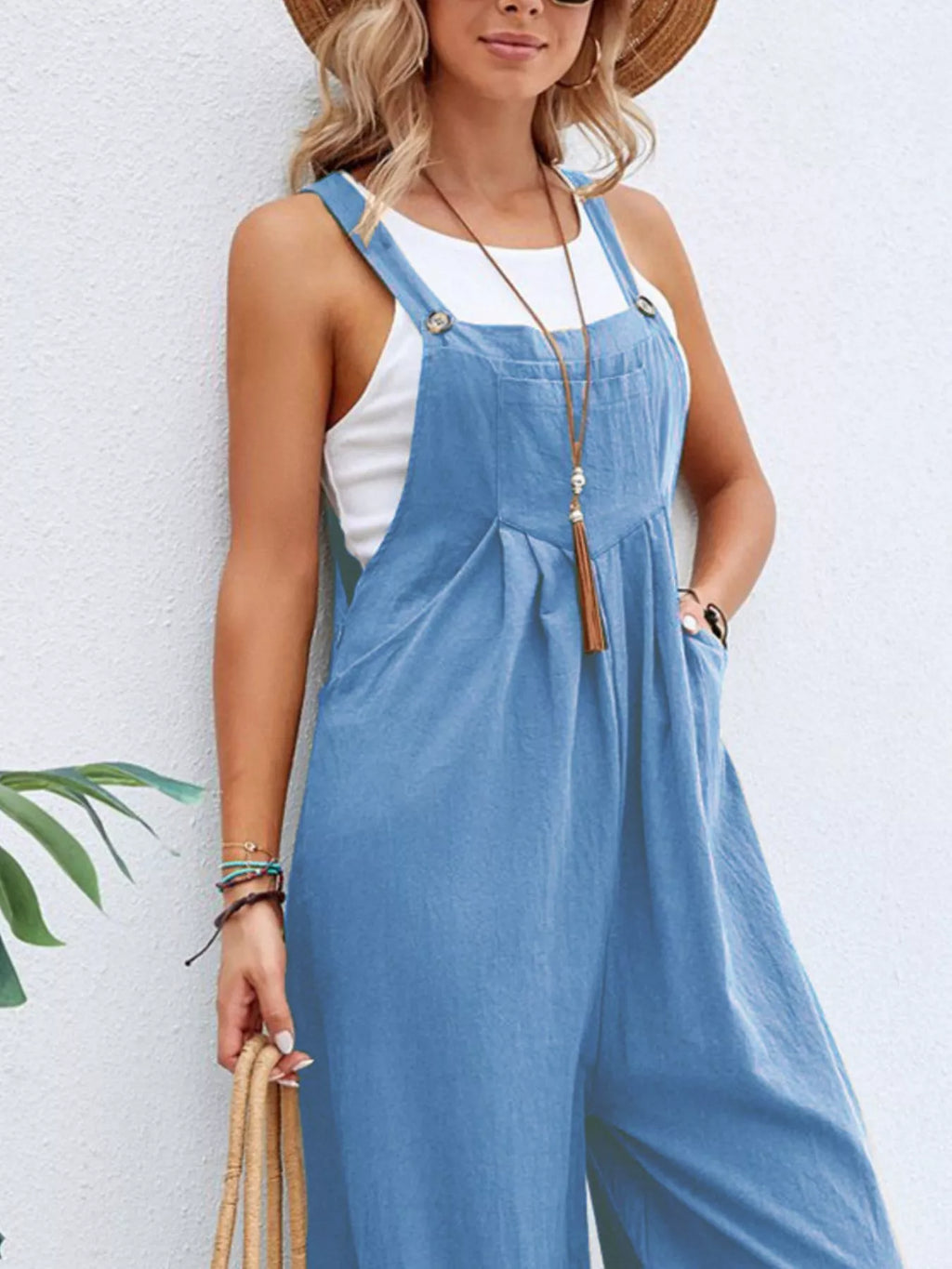 Full Size Casual Wide-leg Overalls Pockets Plus (17)