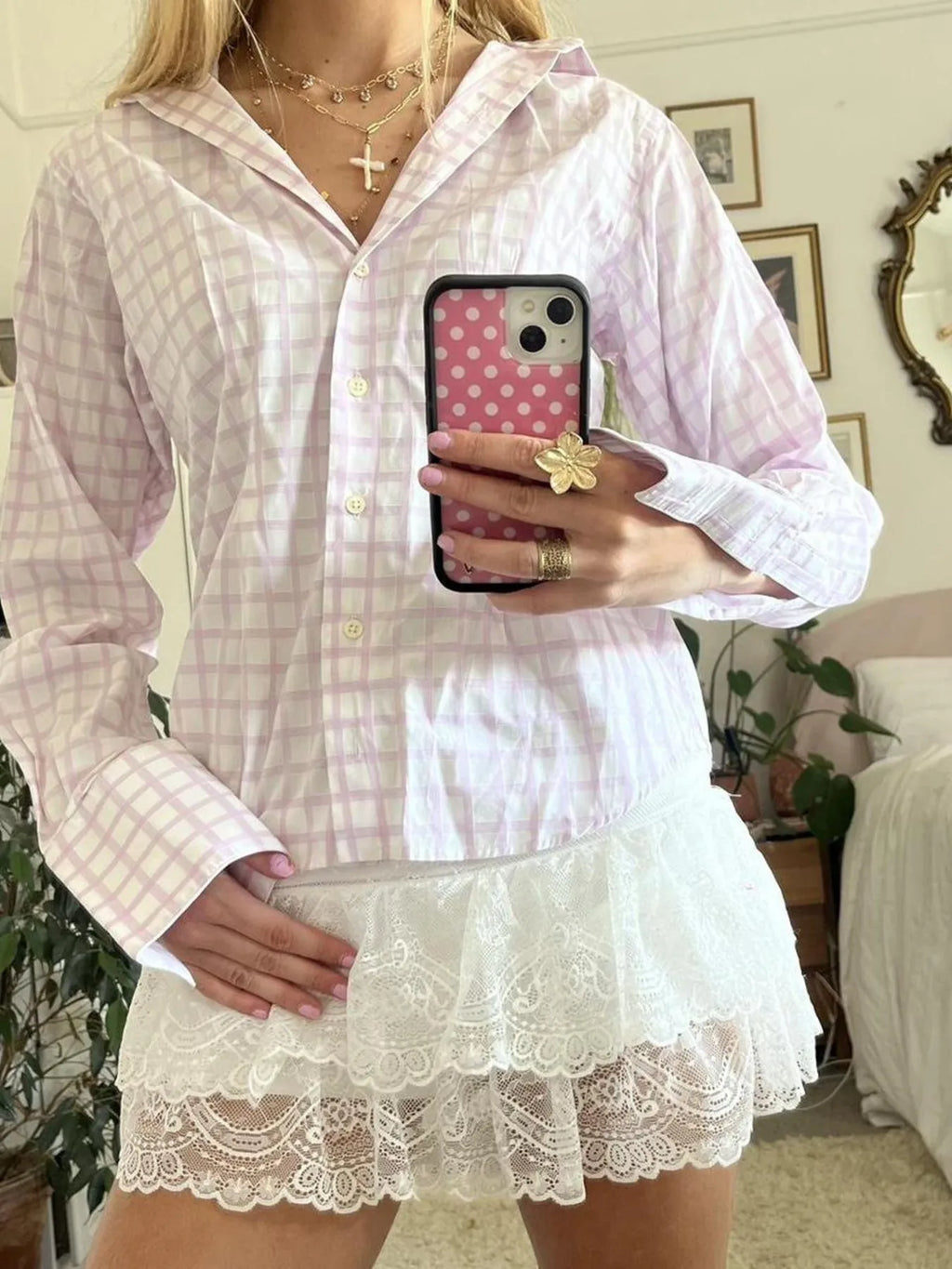 Printed Button-down Long Sleeve Shirt (2)