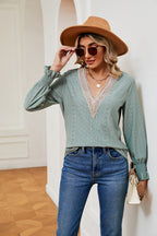 Contrast Flounce Sleeve Blouse (18)