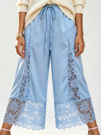Lace Trim Wide-leg Cropped Pants (4)