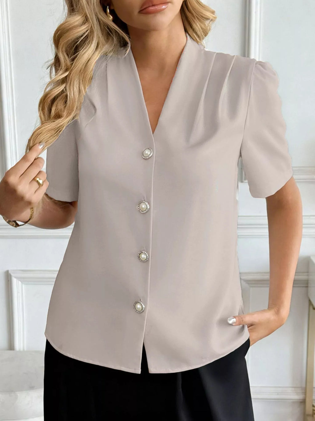V-neck Button-down Shirt (2)