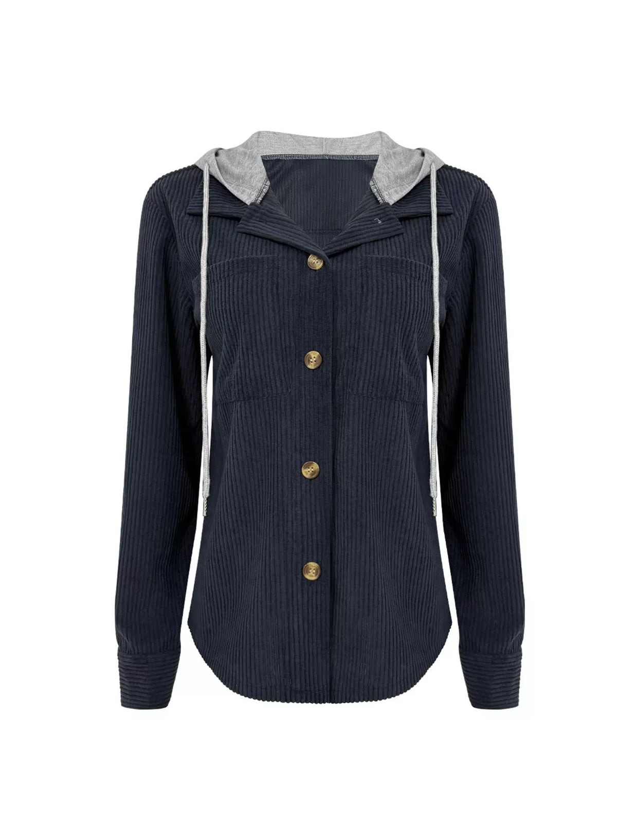 Hooded Corduroy Button-down Jacket (5)