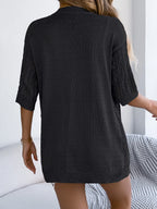Openwork Open Front Half Sleeve Cardigan (18)