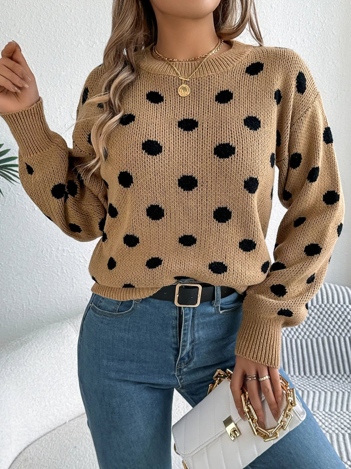 Polka Dot Round Neck Sweater (6)
