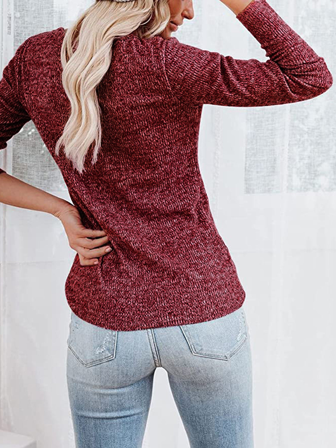 Round Neck Buttoned Long Sleeve T-shirt (5)