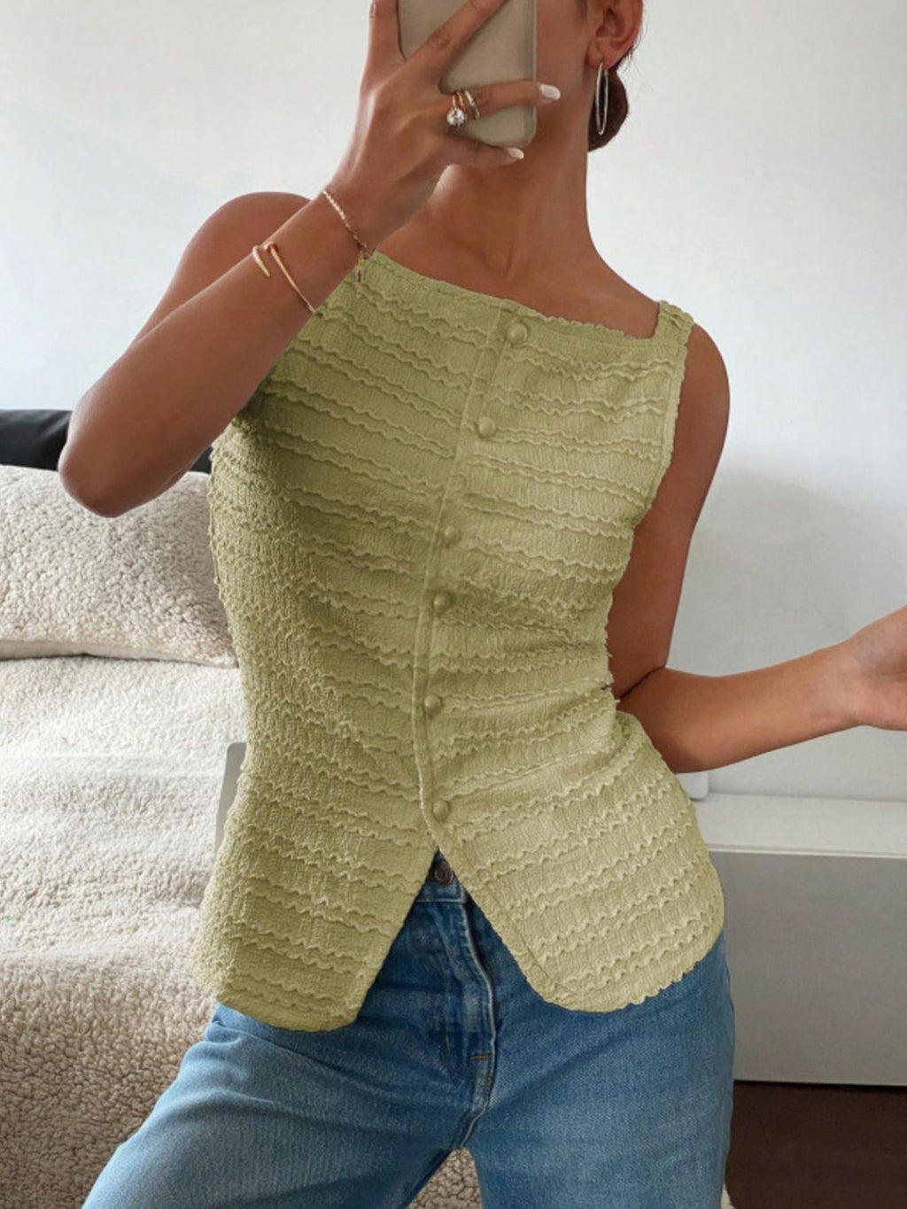 Textured Button-front Tank (5)