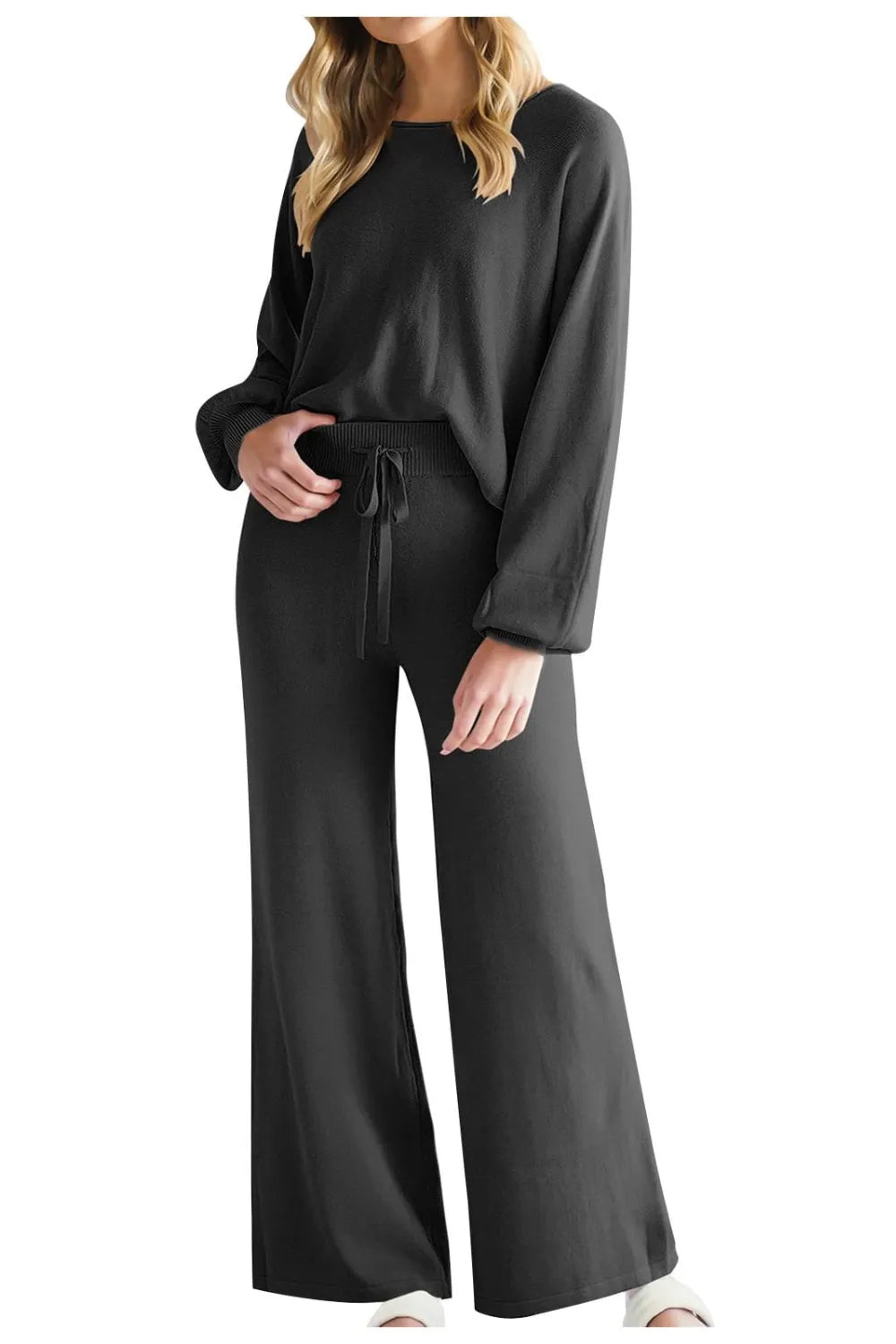 Round Neck Long Sleeve Top Pants Set (18)