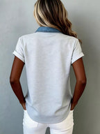 Denim Trim Short Sleeve Shirt (3)