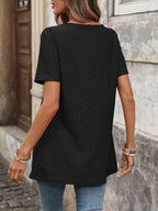 Eyelet Square Neck Short Sleeve Top (11)