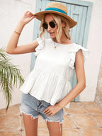 Lace Detail Round Neck Peplum T-shirt (12)