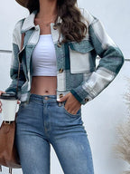 Plaid Button-front Cropped Jacket (21)