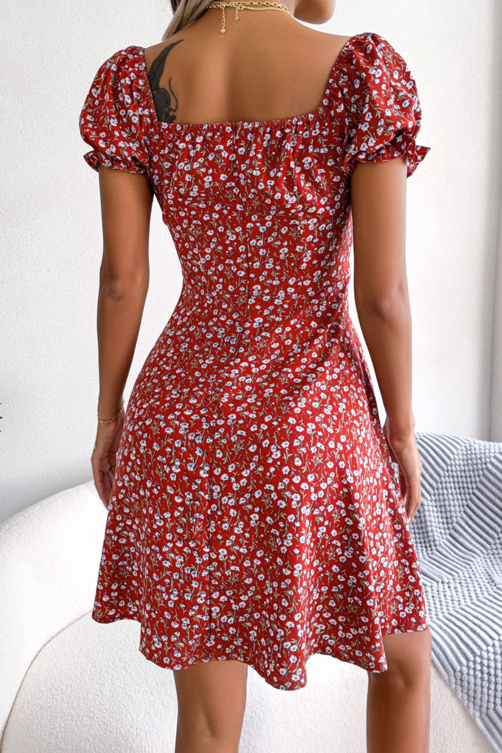 Ditsy Floral Drawstring A-line Dress (12)