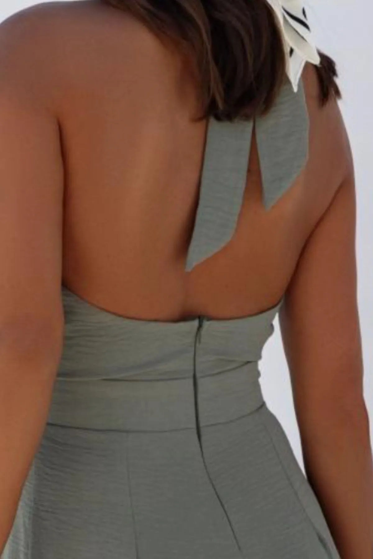Halter Neck Wide Leg Jumpsuit Keyhole Detail (9)