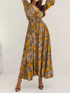 Bohemian Printed Maxi Dress Plunging Neckline (12)