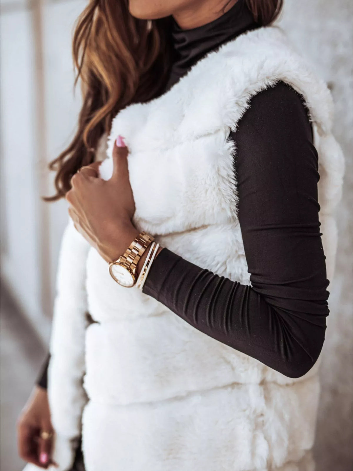 Faux Fur Longline Vest Coat (10)