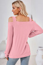 Cutout Square Neck Cold Shoulder T-shirt (8)