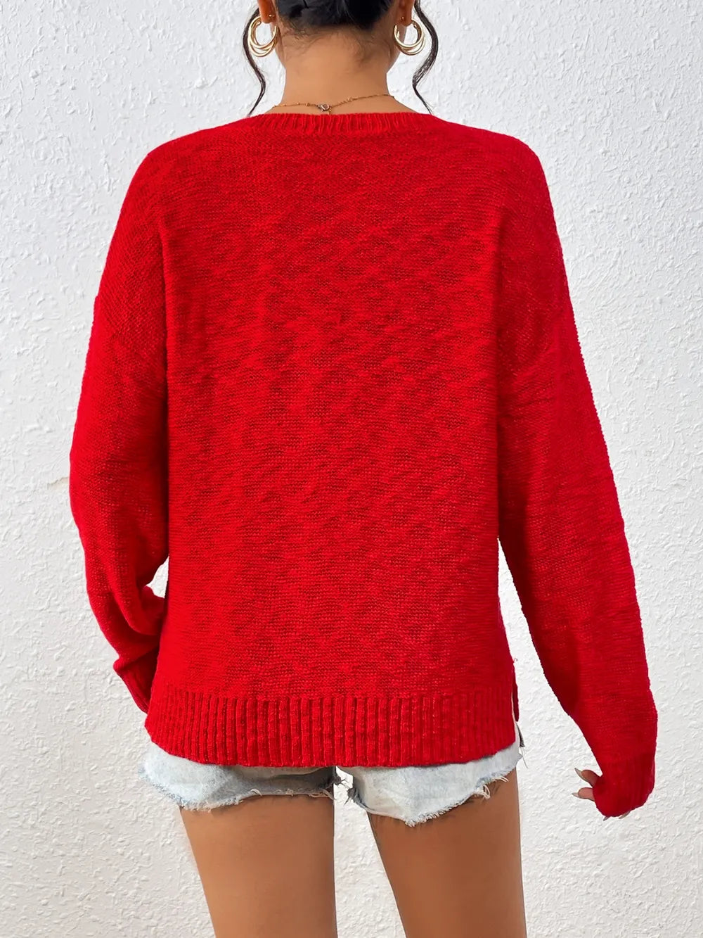 Letter Round Neck Long Sleeve Sweater (2)