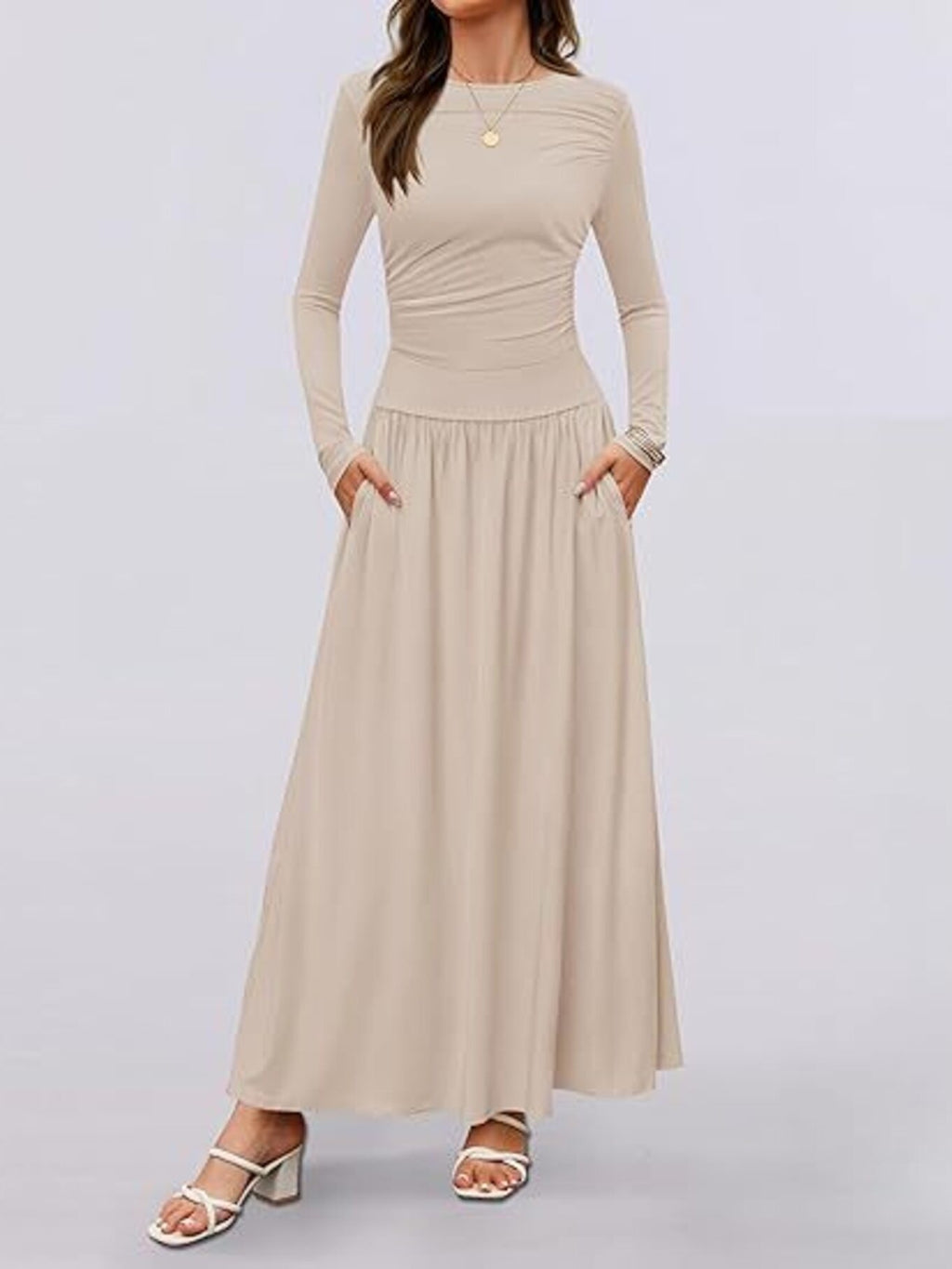 Long Sleeve Maxi Dress Pockets