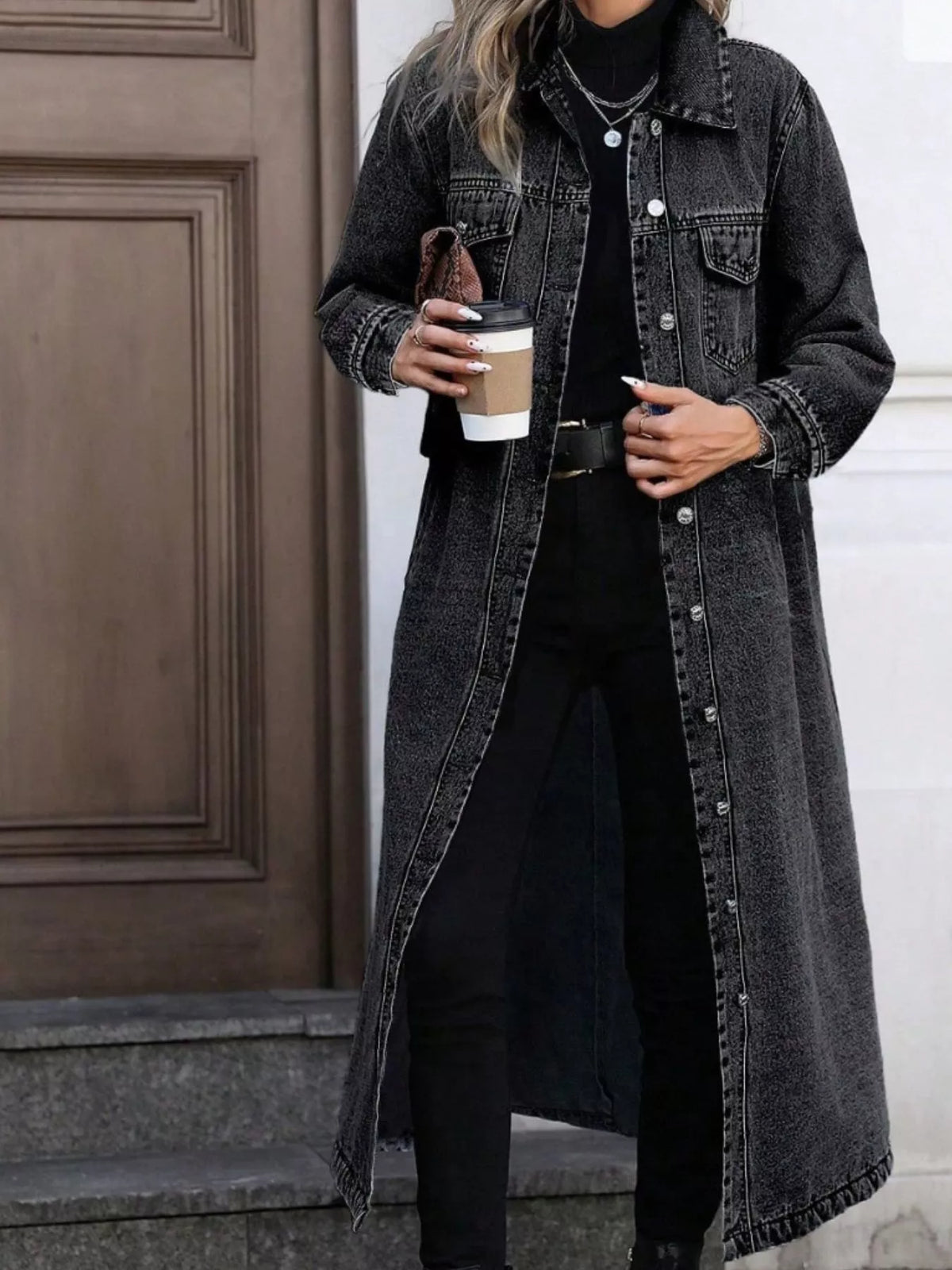 Longline Button-front Denim Jacket (6)