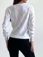Openwork V-neck Sweater (3)