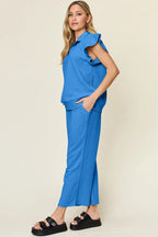 Ruffle Drawstring Wide Leg Set (2)