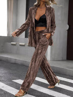 Lapel Collar Long Sleeve Blazer Pants Set (8)