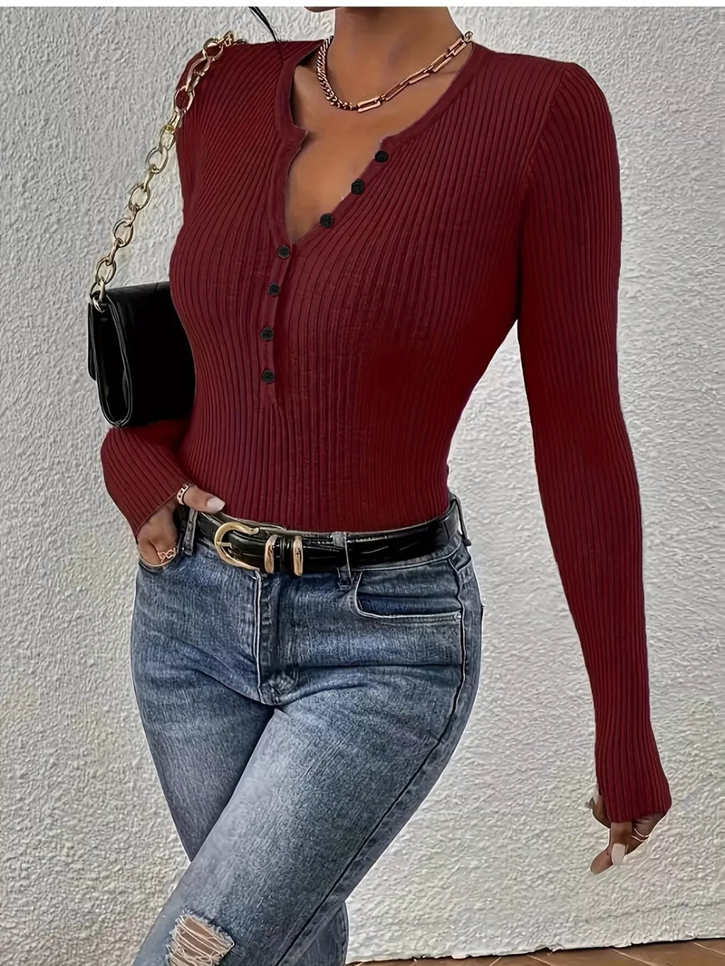Ribbed Knit Button Front Top (9)
