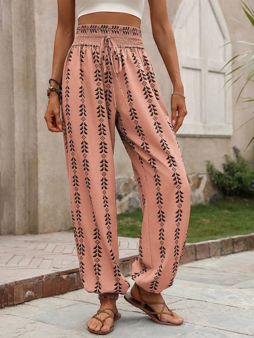 Tied Printed High Waist Pants (15)