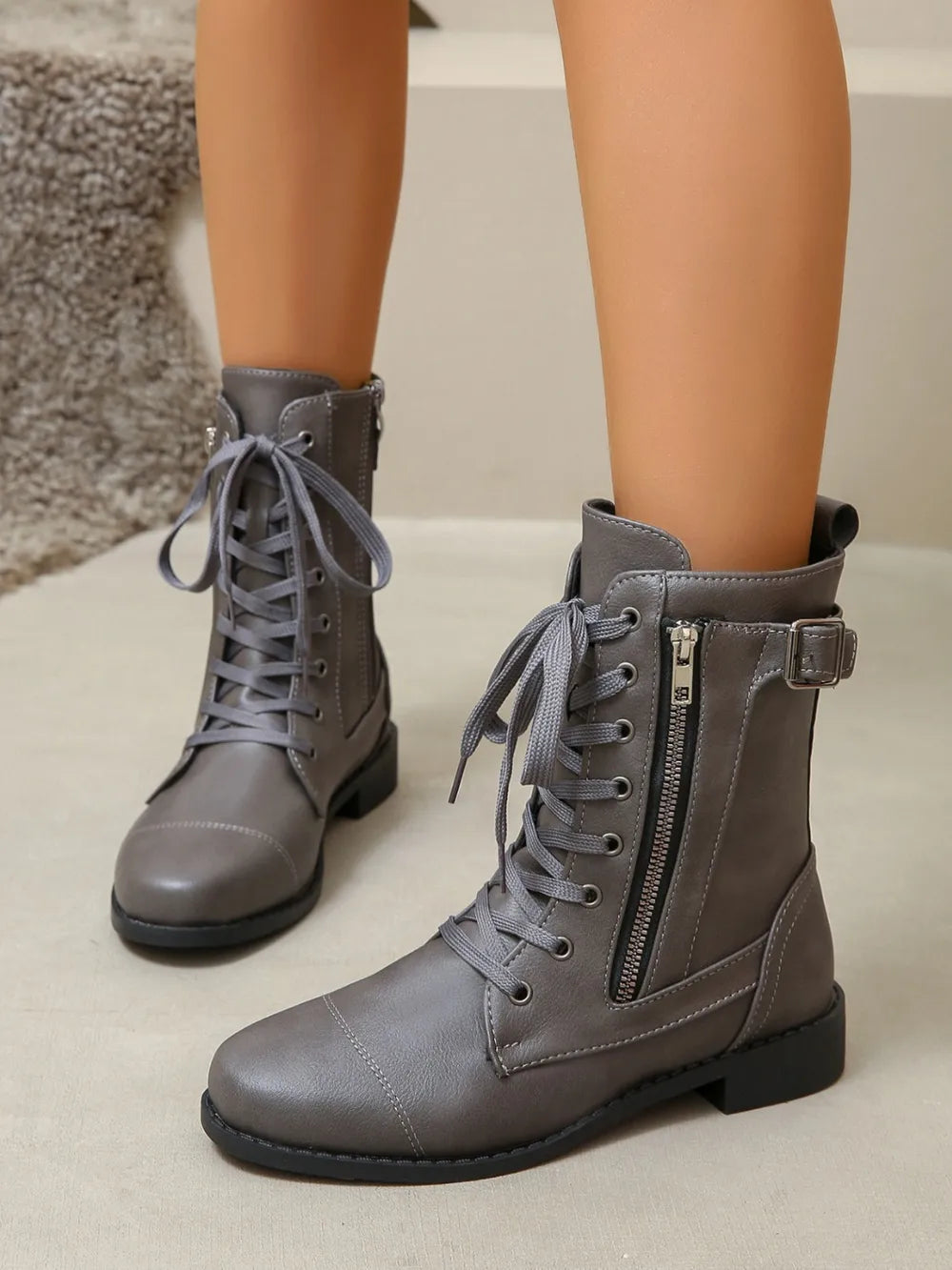 Pu Leather Lace-up Boots (7)