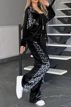Full Size Collared Neck Leopard Zip Up Top Pants Set Plus (7)