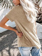 Full Size Casual Button-front Pocket T-shirt Plus (15)