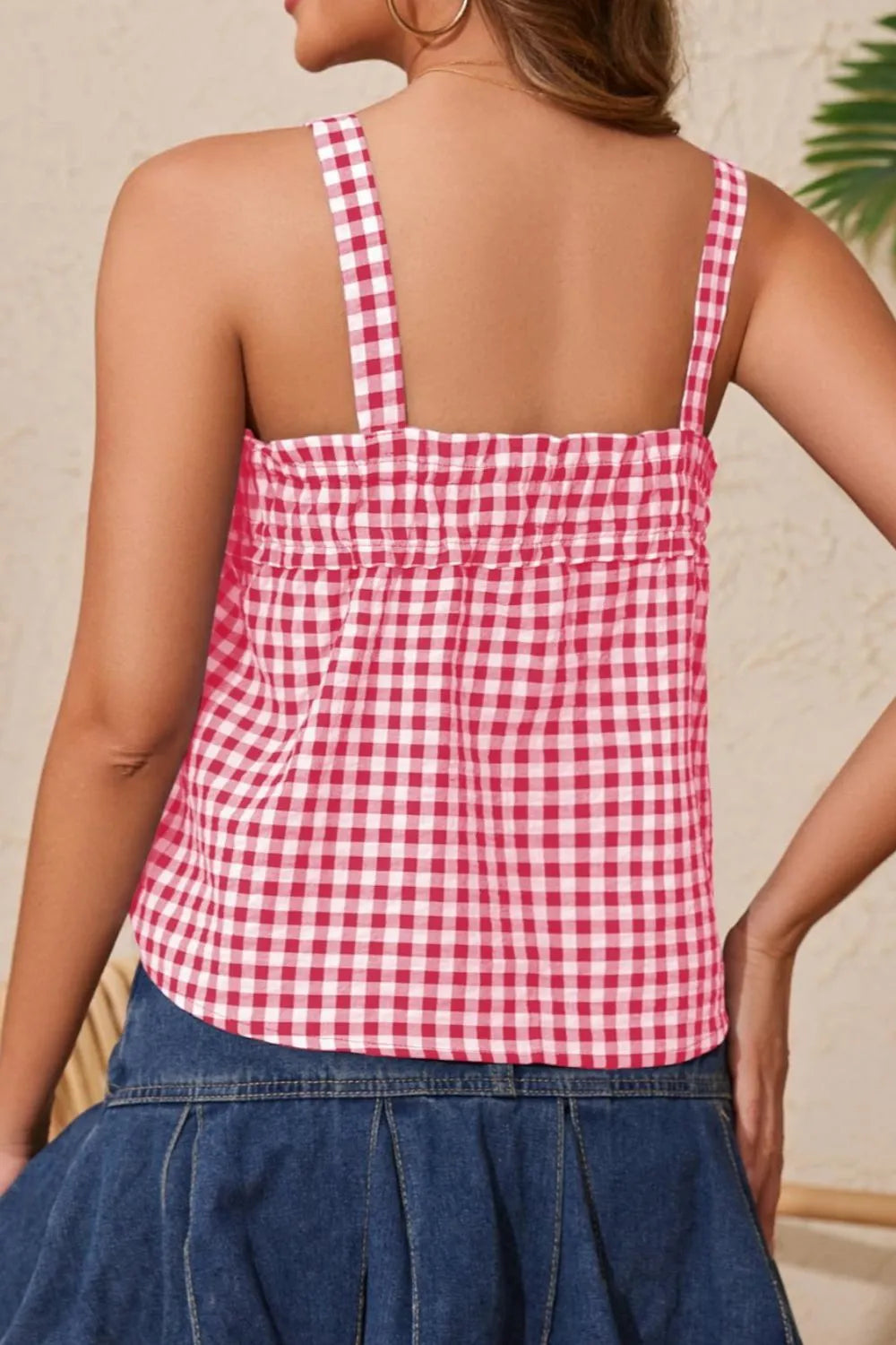 Tied Front Textured Square Neck Cami (20)
