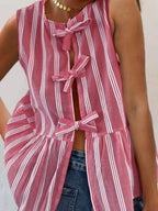 Tied Striped Round Neck Tank (15)