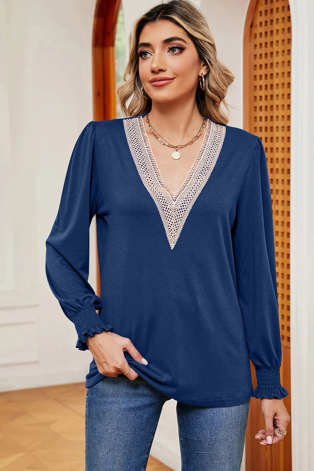 V-neck Long Sleeve T-shirt (6)